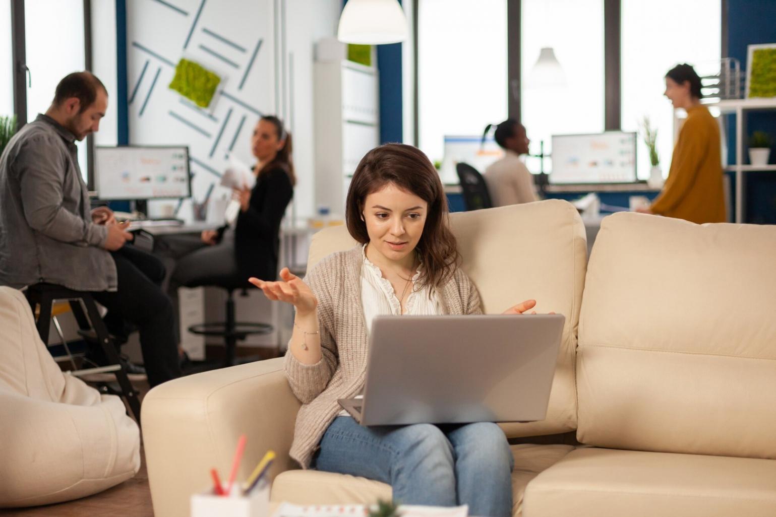 Collaborative development workspace with two developers working together on code